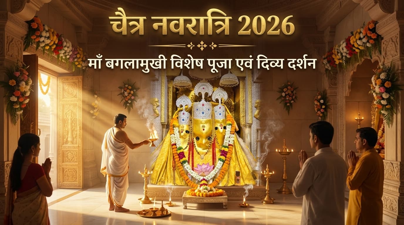 Chaitra Navratri 2026 morning darshan and Maa Baglamukhi special puja at Nalkheda Siddha Peeth