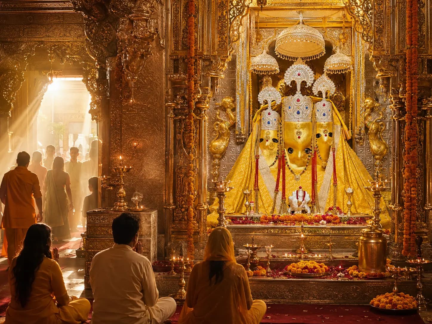 Morning darshan at Nalkheda Siddha Peeth Maa Baglamukhi Temple with devotees arriving for worship