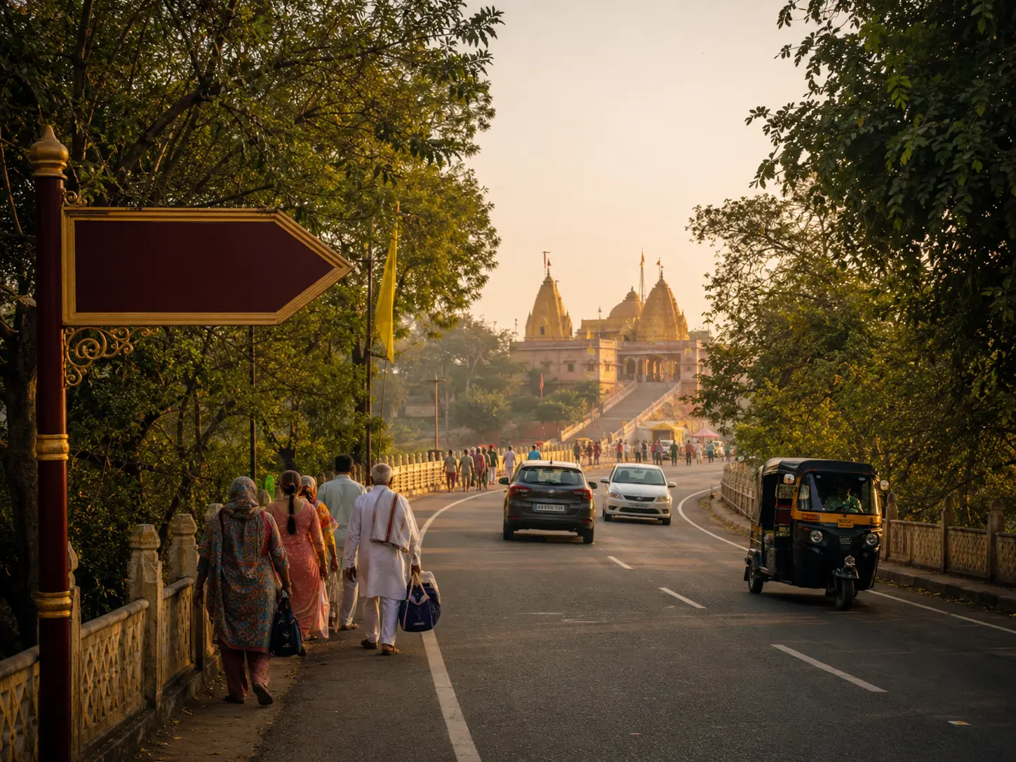 Pilgrims travelling towards Nalkheda Maa Baglamukhi Temple by road