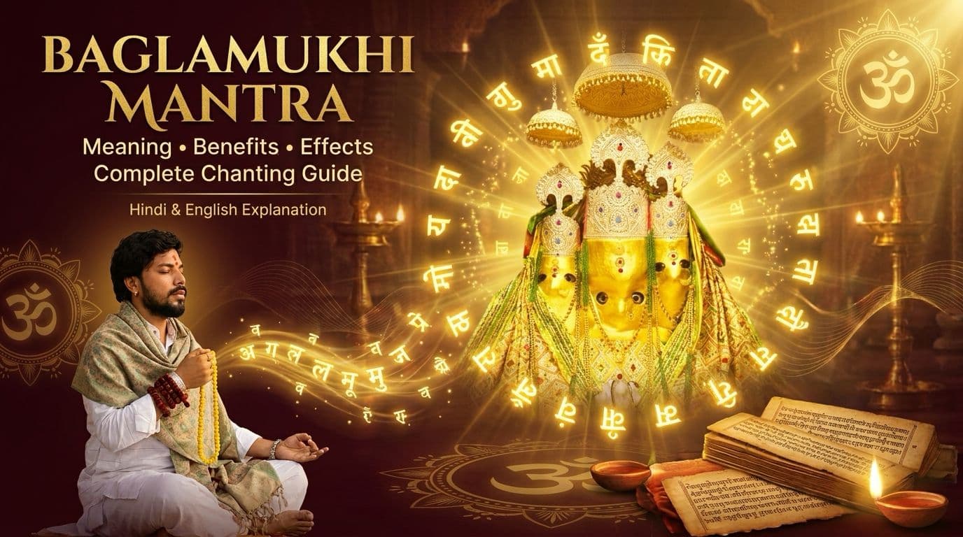 Baglamukhi Mantra – Complete Guide to Meaning, Benefits, Effects & Chanting Vidhi in Hindi and English