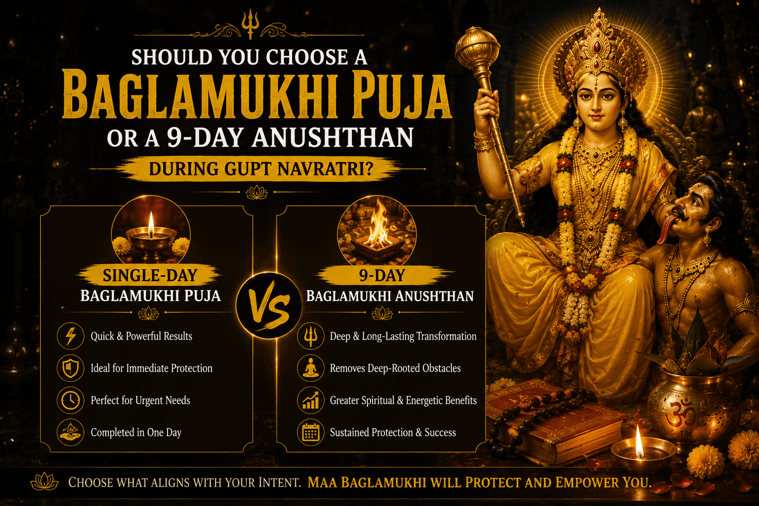 Should You Choose a Single-Day Baglamukhi Puja or a 9-Day Anushthan During Gupt Navratri?