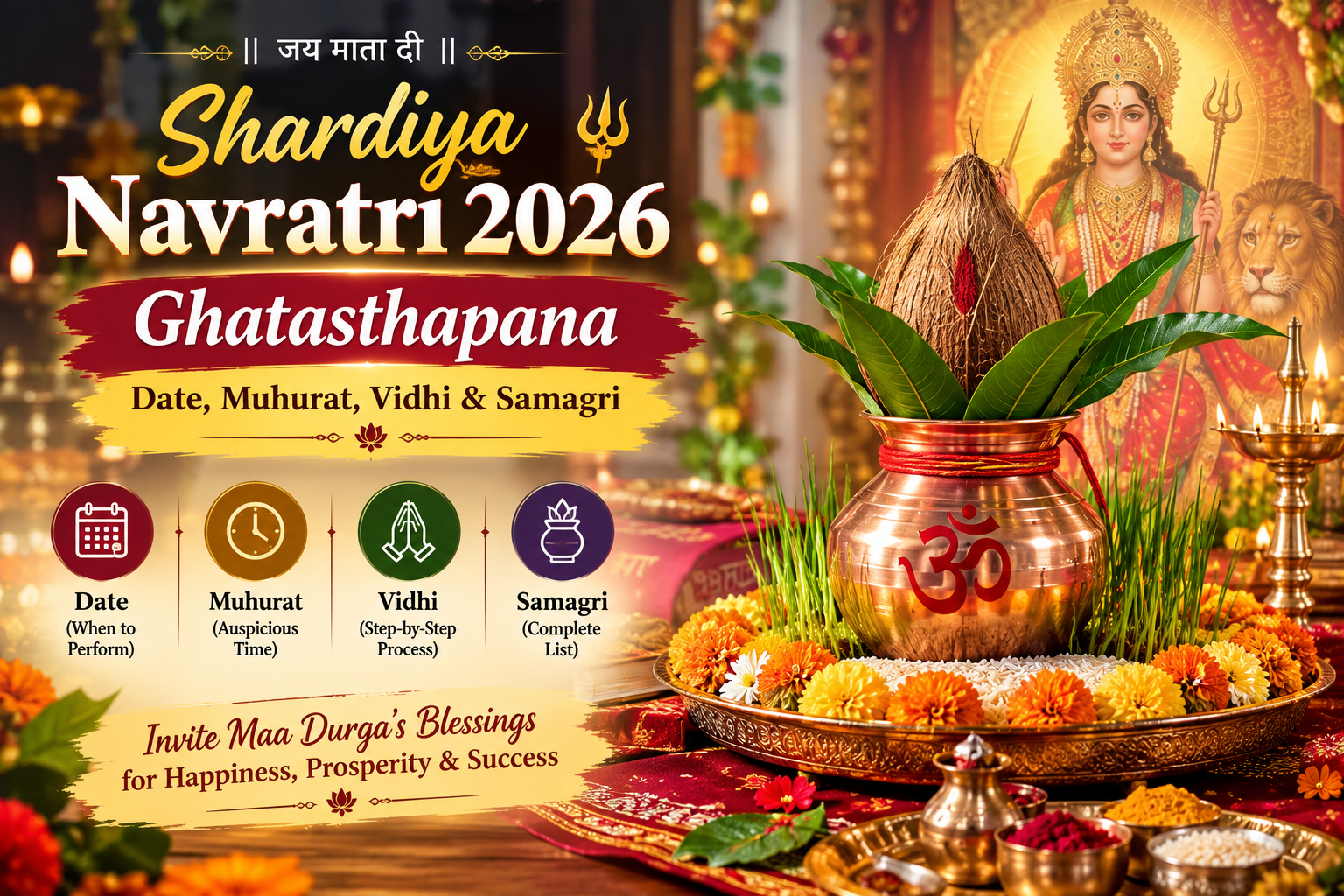 Shardiya Navratri 2026 Ghatasthapana: Date, Muhurat, Vidhi & Samagri