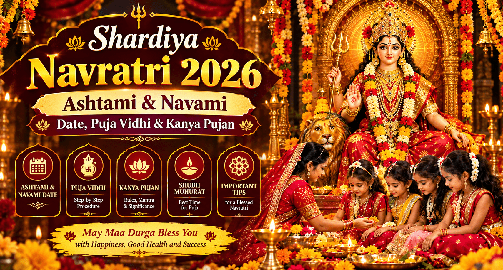 Shardiya Navratri 2026 Ashtami & Navami: Date, Puja Vidhi & Kanya Pujan