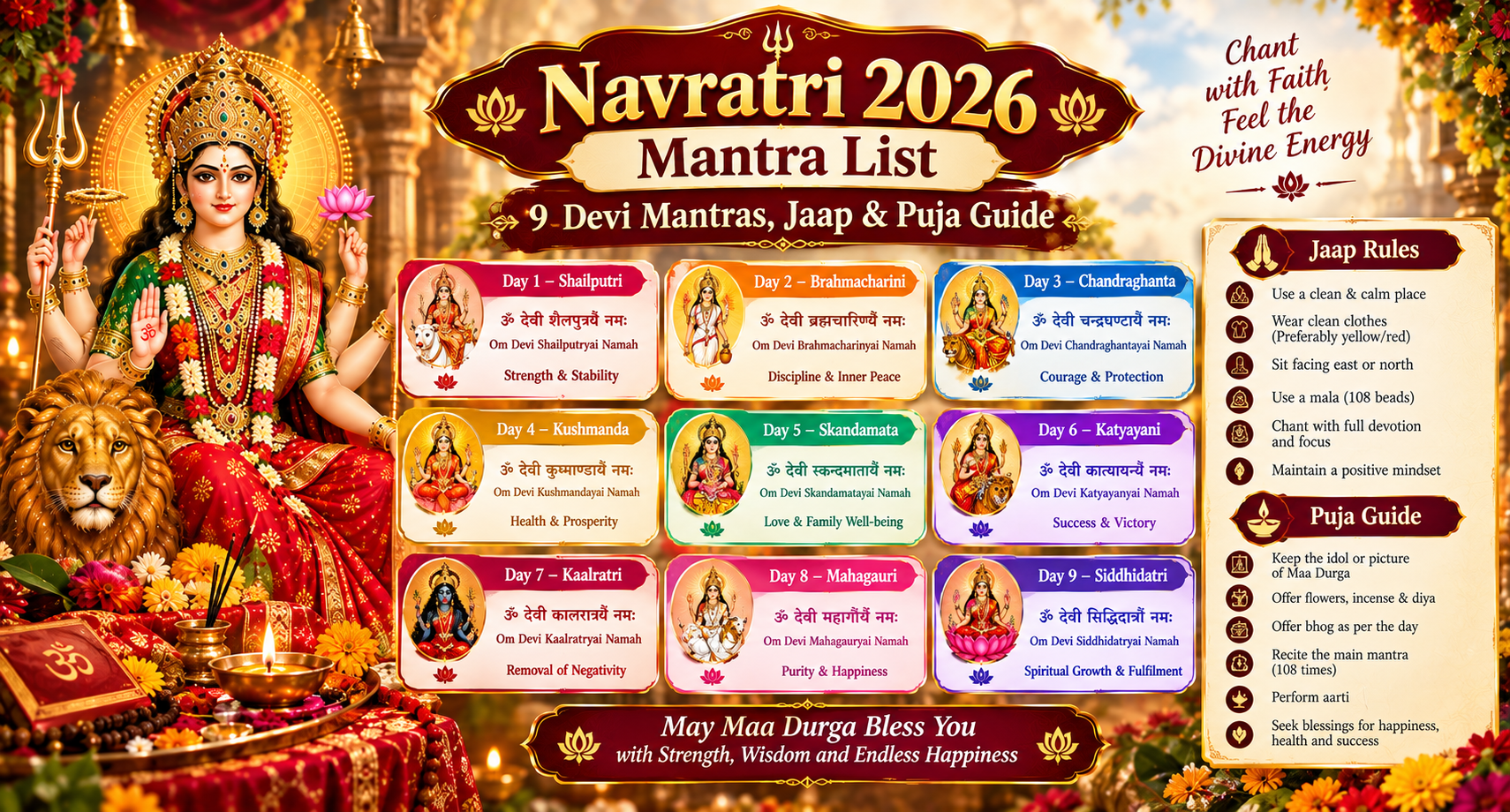 Navratri 2026 Mantra List: 9 Devi Mantras, Jaap & Puja Guide