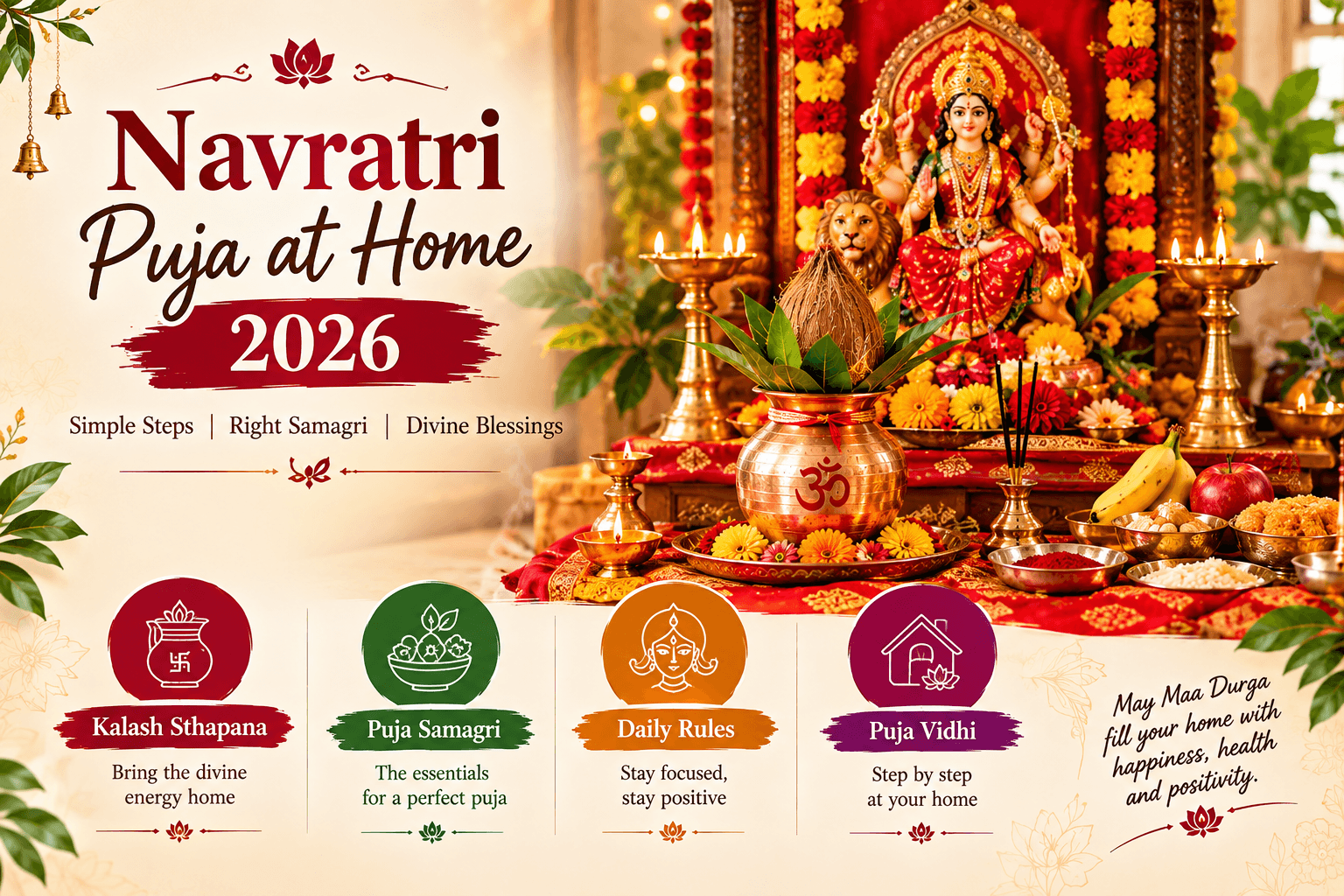 Navratri Puja at Home 2026: Vidhi, Samagri, Kalash & Daily Rules