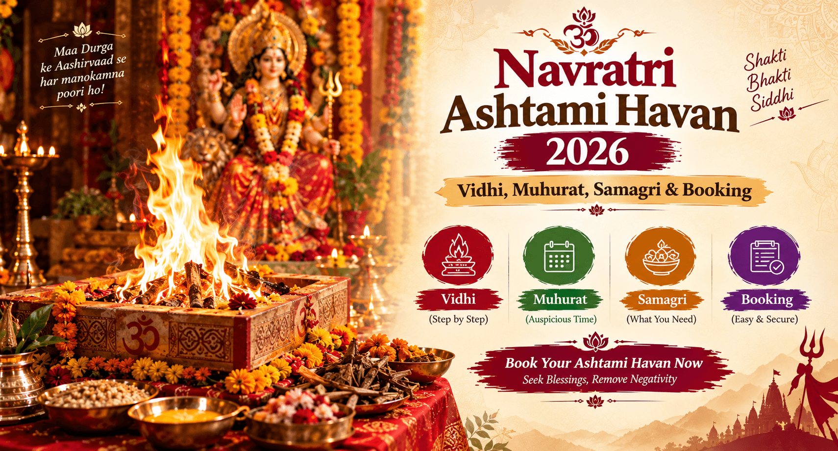 Navratri Ashtami Havan 2026: Vidhi, Muhurat, Samagri & Booking