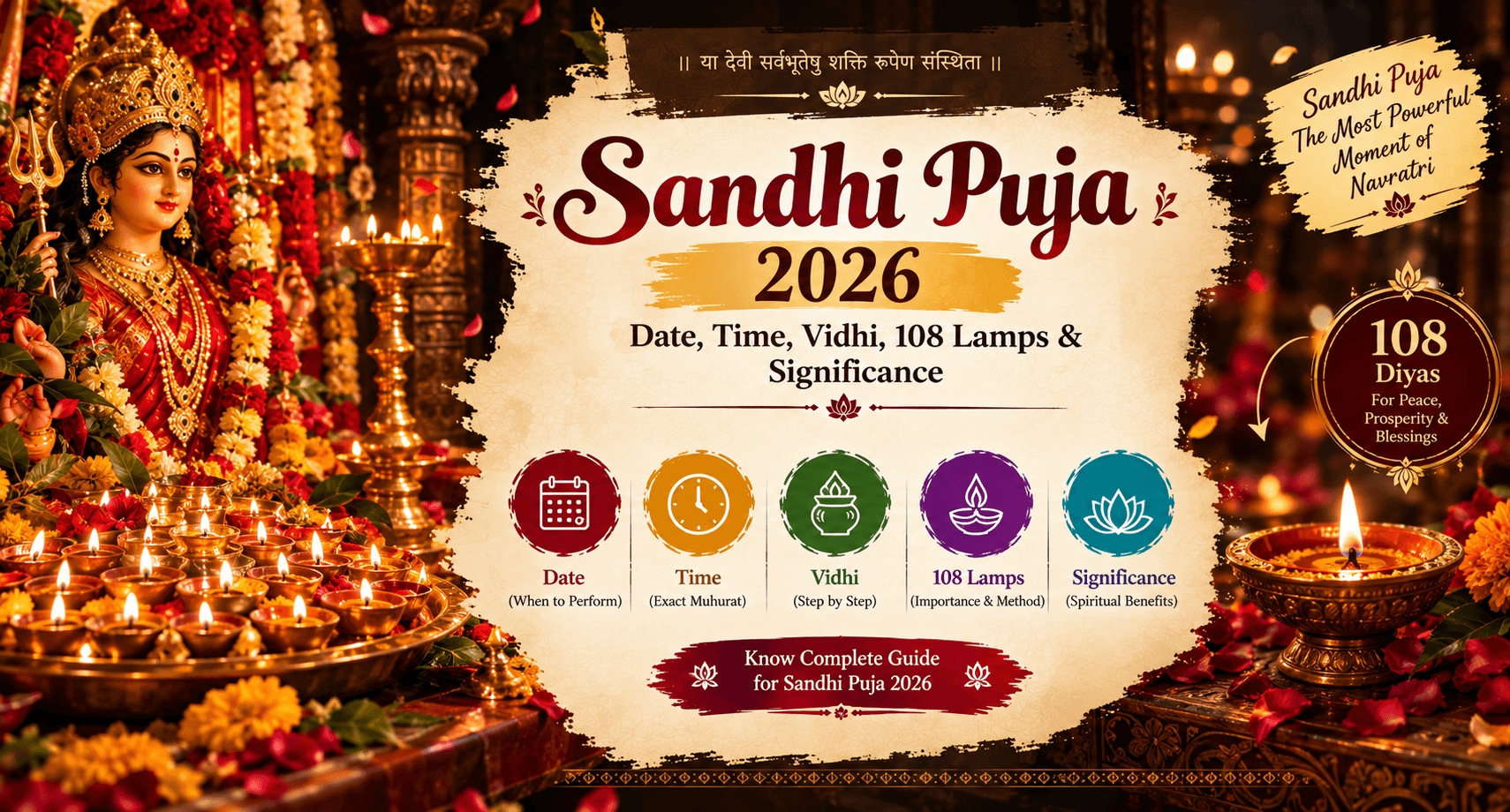Sandhi Puja 2026: Date, Time, Vidhi, 108 Lamps & Significance