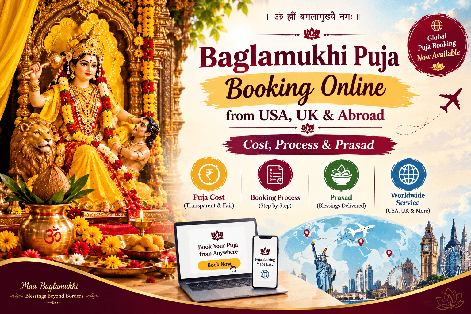 Baglamukhi Puja Booking Online from USA, UK & Abroad: Cost, Process & Prasad