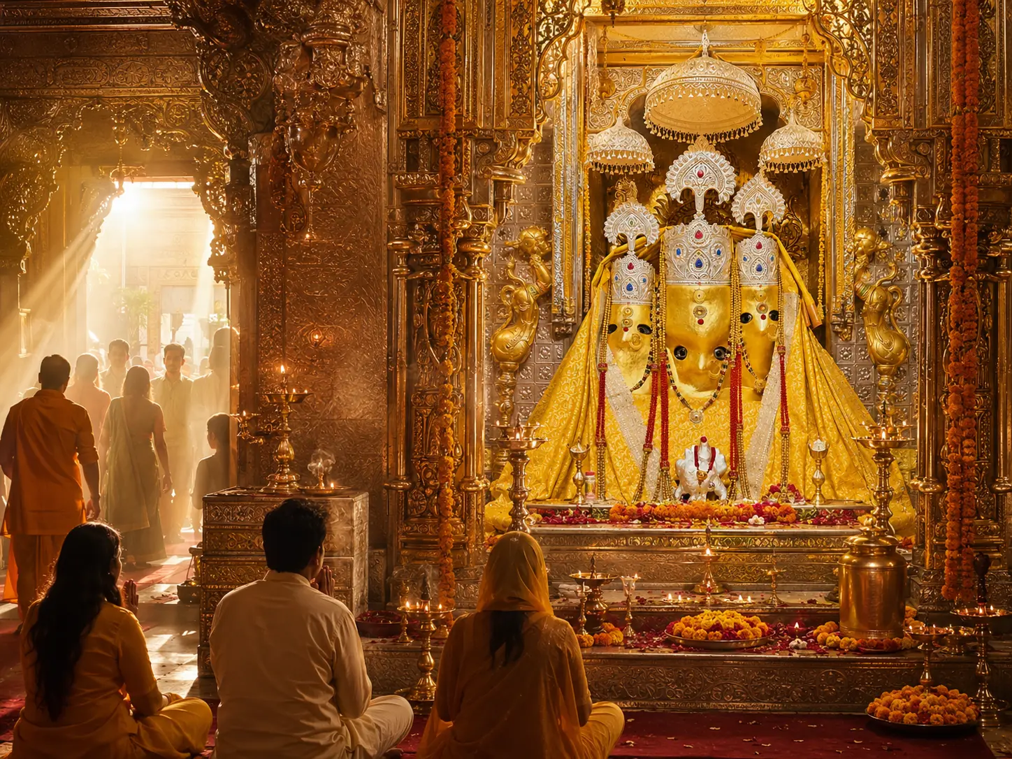 Morning darshan at Nalkheda Siddha Peeth Maa Baglamukhi Temple with devotees arriving for worship